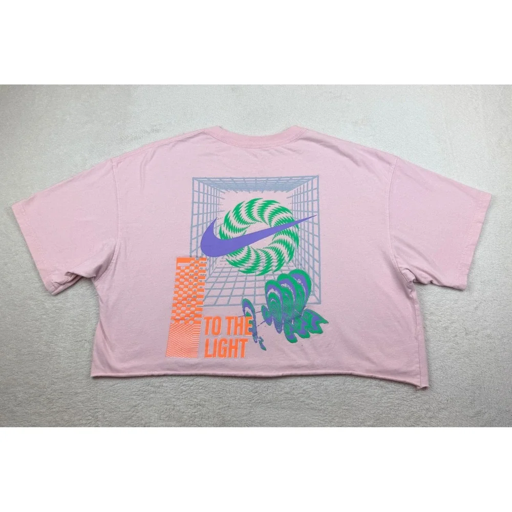 Nike Graphic Cropped T-Shirt Loose Fit Large Distressed REWORKED!
